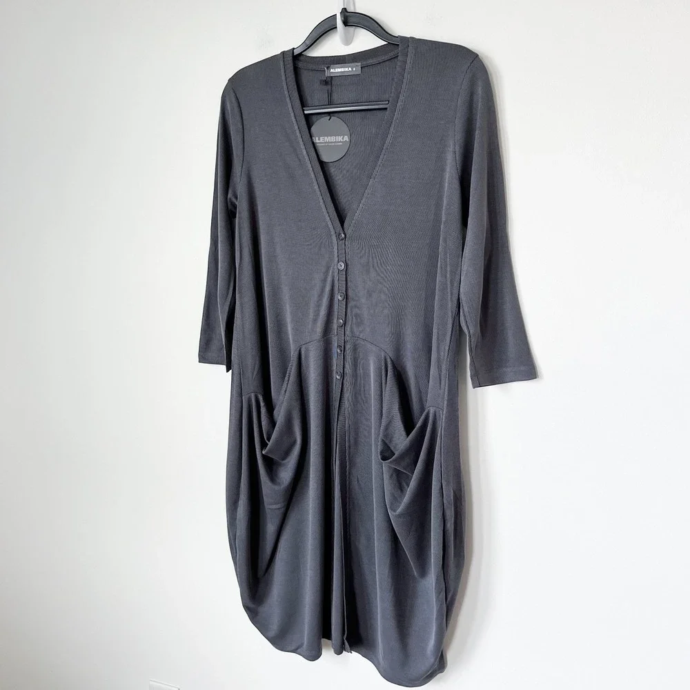 NEW‎ Alembika Essential Draped Cocoon Jacket Grey Womens 4-6